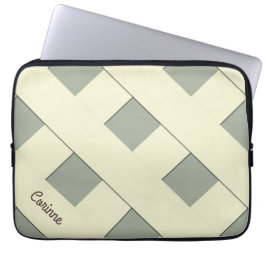 Geometric Crossing Pastel Gult Linjer med Namn Laptop Sleeve