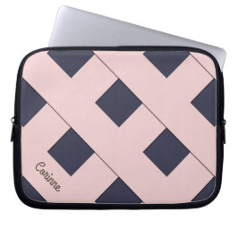 Geometric Crossing Pastel Rosa Linjer med Namn Laptop Fodral