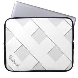 Geometric Crossing Pastel White Linjer med Namn Laptop Fodral