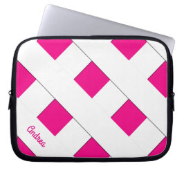 Geometric Crossing Pastel White Linjer med Namn Laptop Fodral