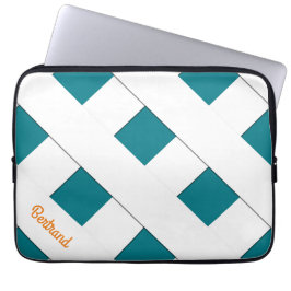 Geometric Crossing Pastel White Linjer med Namn Laptop Sleeve