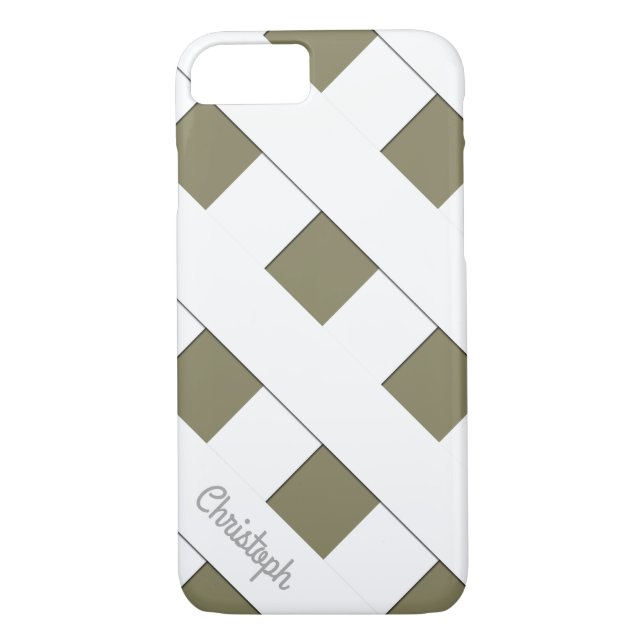 Geometric Crossing White Linjer med Namn Case-Mate iPhone Skal (Baksida)