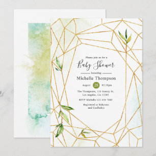Geometric Crystal Greenery Baby Shower för vattenf Inbjudningar