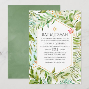Geometric Crystal Greenery Bat mitzvah Inbjudningar