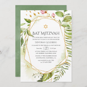 Geometric Crystal Greenery Bat mitzvah Inbjudningar