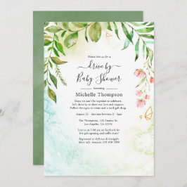 Geometric Crystal Greenery Drive by Shower Inbjudningar