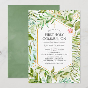 Geometric Crystal Greenery Heliga Communion Inbjudningar