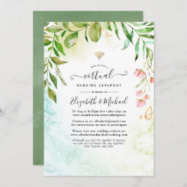 Geometric Crystal Greenery Online Virtuellare Bröl Inbjudningar
