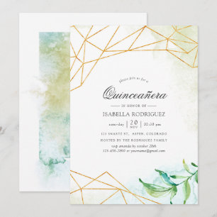 Geometric Crystal Quinceañera Inbjudningar