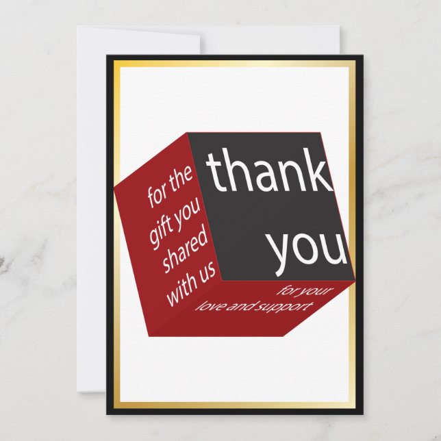 Geometric Cube Red | Black High Tech Bröllop Gift Tack Kort (Framsida)
