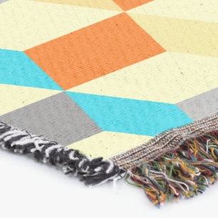 Geometric Cubes Gult Aqua Modern Abstrakt Mysfilt