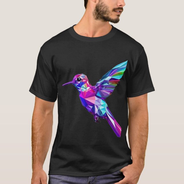 Geometric Cute Rainbow HummingBird T Shirt (Framsida)