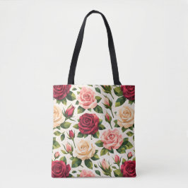 Geometric Cute Rose Pattern Pink Red Peach Floral Tygkasse