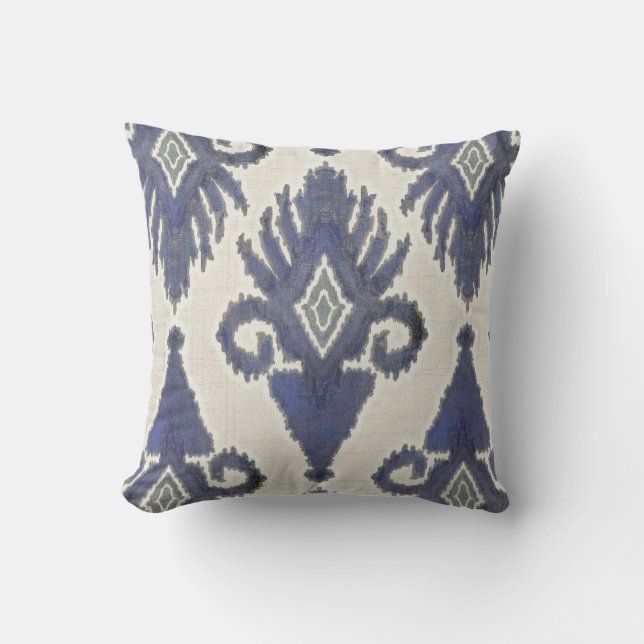 Geometric Damask IKAT Tribal Bohemian Mönster Kudde (Framsida)