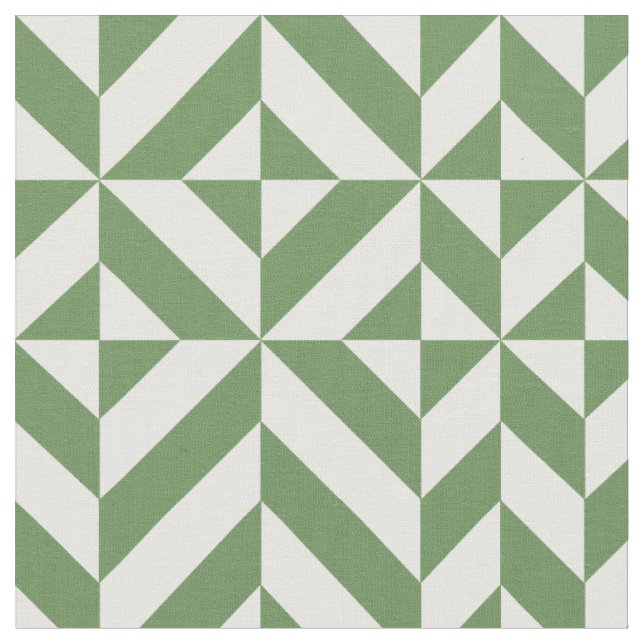 Geometric Deco Cube Mönster, skogskogarnas Grönt Tyg (Närbild)