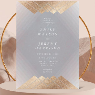 Geometric Deco Grått Guld Gatsby Wedding bjudande Inbjudningar