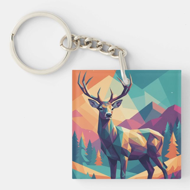 Geometric Deer Keychain (Framsidan)