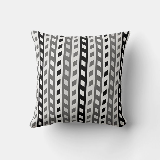 Geometric Design, gray, black, white, Kudde (Baksida)