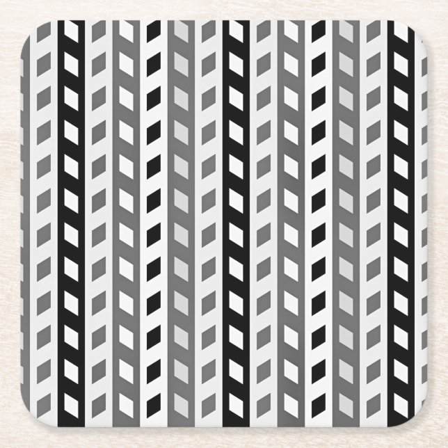 Geometric Design, gray, black, white, Underlägg Papper Kvadrat (Framsidan)