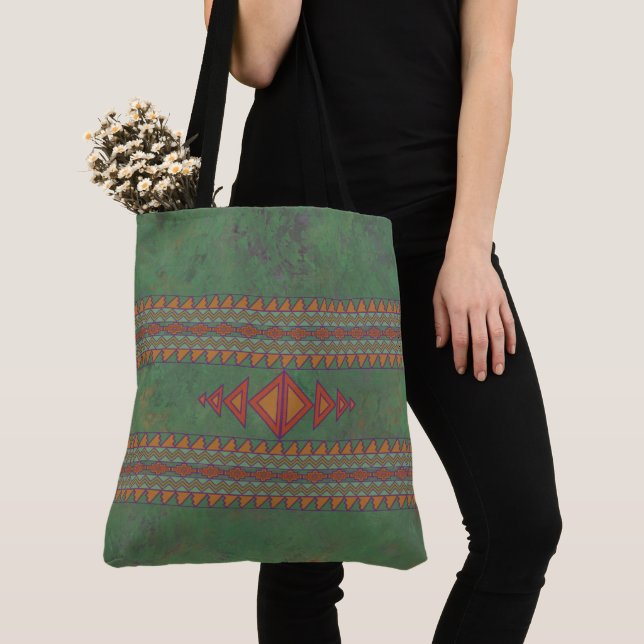 Geometric Design Tote Ba för Grönt i sydvästra Sag Tygkasse (Närbild)