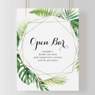 Geometric Destination Wedding Open Pub-tecken Poster