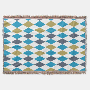 Geometric diamant Blue Grönt Modern Harlequin Filt