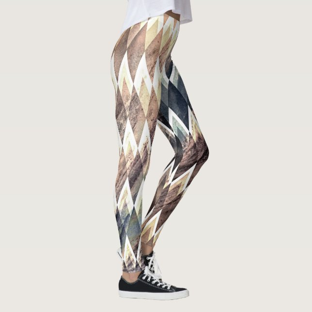 Geometric Diamond Abstrakt Leggings (Höger)