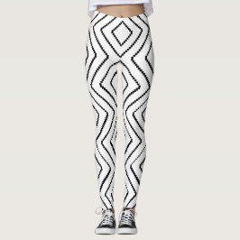 Geometric Diamond Mönster Black and White Design D Leggings