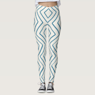 Geometric Diamond Mönster Nautical Blue Design Leggings