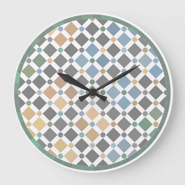 Geometric Diamond Pattern Wall Clock – Modern Alha Stor Klocka (Framsida)