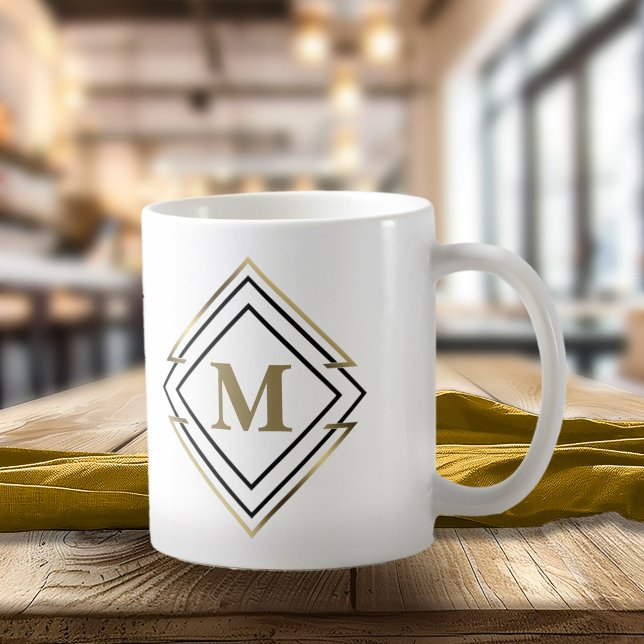 Geometric Diamond Ram Monogram Black/Guld ID617 Kaffemugg (Skapare uppladdad)