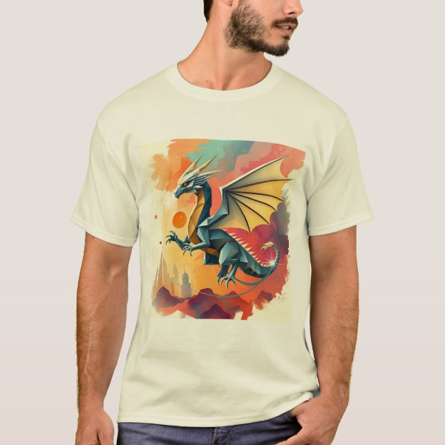  Geometric dragon T Shirt (Framsida)