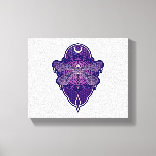 Geometric Dragonfly Mandala Life Flower Symbol Canvastryck (Framsida)