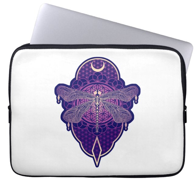 Geometric Dragonfly Mandala Life Flower Symbol Laptop Fodral (Framsidan)