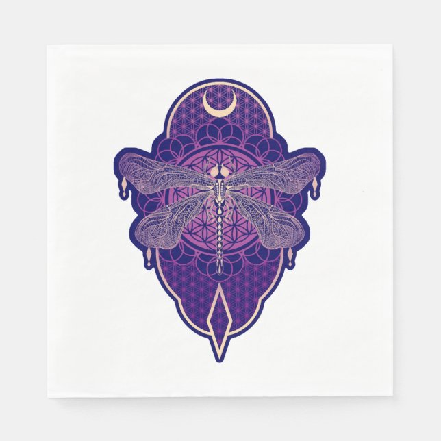 Geometric Dragonfly Mandala Life Flower Symbol Pappersservett (Framsidan)