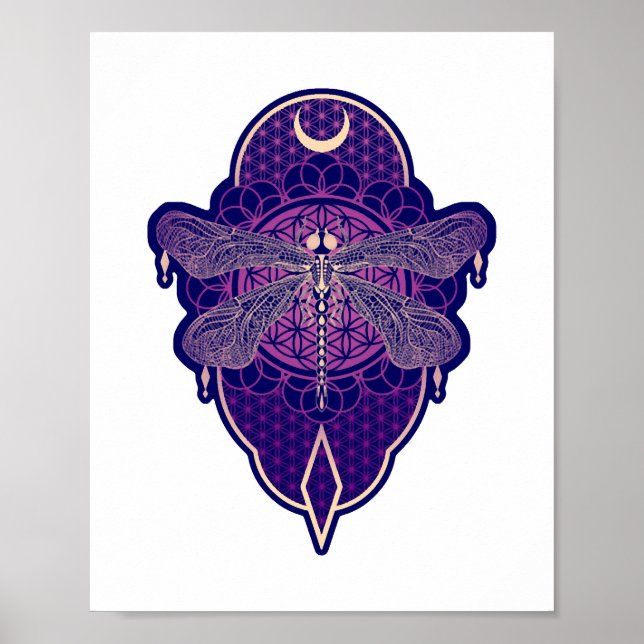 Geometric Dragonfly Mandala Life Flower Symbol Poster (Framsidan)