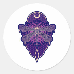 Geometric Dragonfly Mandala Life Flower Symbol Runt Klistermärke