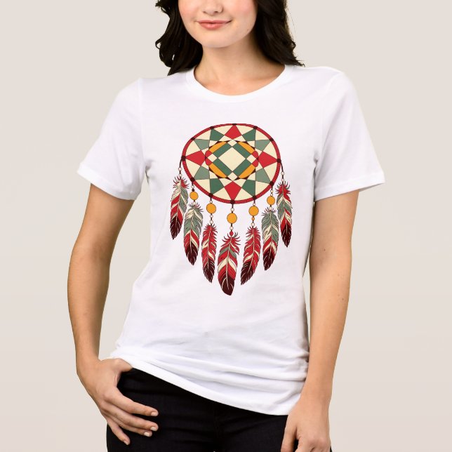 Geometric Dreamcatcher Design T Shirt (Framsida)