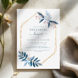 Geometric Dusty Blue Elegant Rehearsal Dinner Inbjudningar