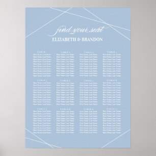 Geometric Dusty Blue Peony Bröllop SeEG-diagram Poster