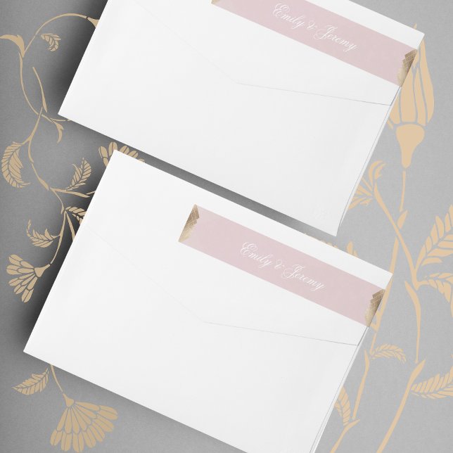 Geometric Dusty Ro Rosa Guld Gatsby Bröllop Etikettband (Skapare uppladdad)