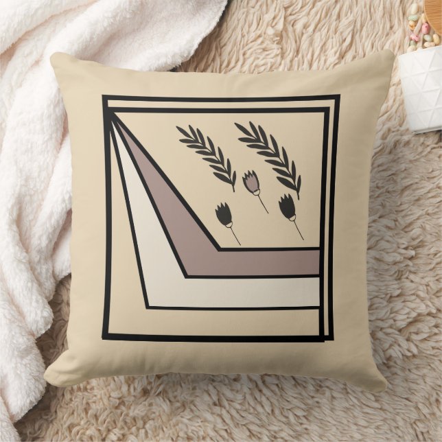 Geometric Earth Tones Blommigt Dekorativ kudde (Filt)