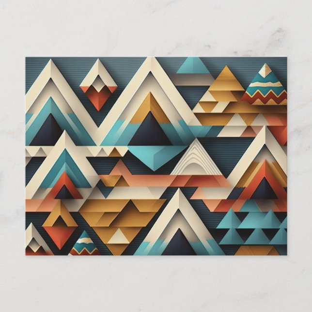 Geometric Earth Tones Struktur Aztec Tribal Vykort (Framsida)