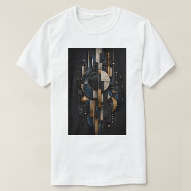 Geometric Eclipse | Lyxig Abstrakt 3D Väggkonst T Shirt (Design framsida)