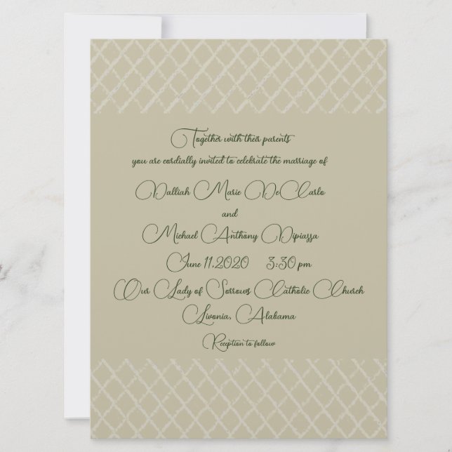 Geometric Ecru Design Wedding-inbjudan Inbjudningar (Framsida)