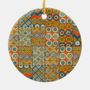 Geometric Egyptian Mönster Tiles Julgransprydnad Keramik
