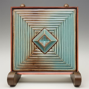 Geometric Elegance Earthy Teal Kakelplatta