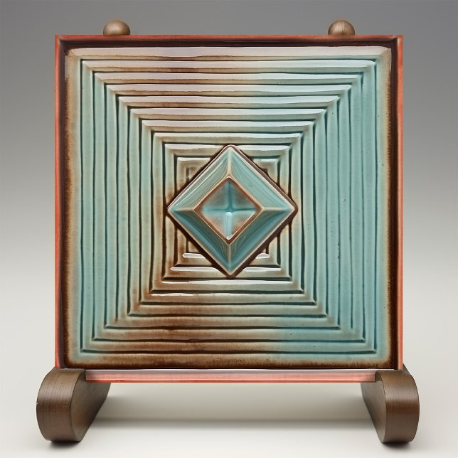 Geometric Elegance Earthy Teal Kakelplatta (Skapare uppladdad)