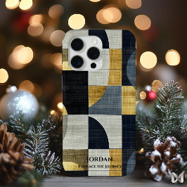 Geometric Elegance Phone Case - Navy and Guld