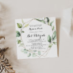 Geometric Elegant Guld Greenery Bat mitzvah<br><div class="desc">Denna bat mitzvah inbjudan till den geometriska eleganten guld är perfekt för en modern bat mitzvah. Konstruktionen har handmålade botaniska gröntar av eukalyptus löv,  som adorerar ett guld-geometriskt ram.</div>